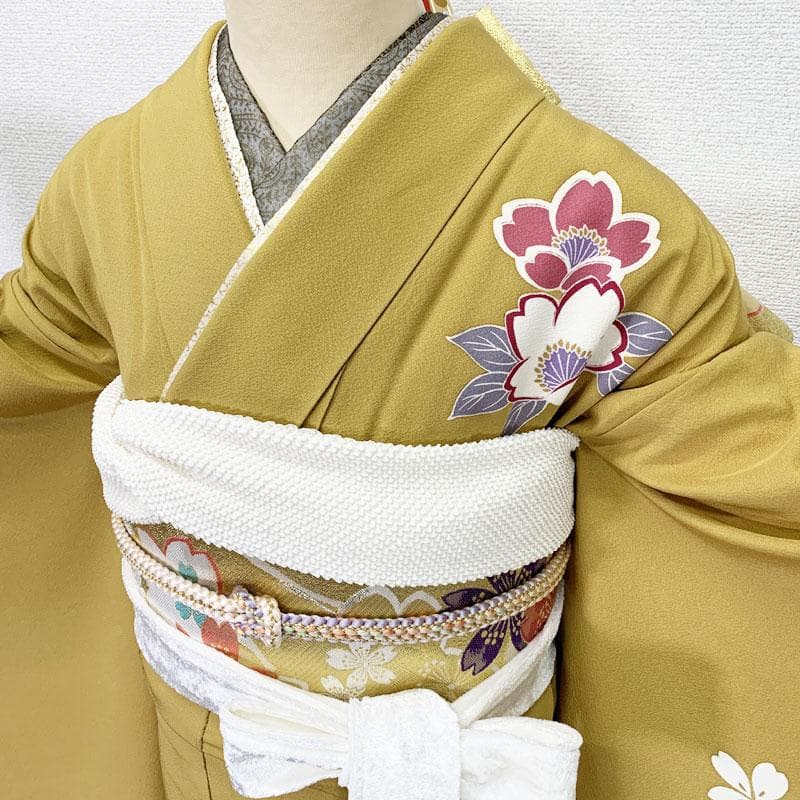 507z54☆振袖 古典柄 金彩 シンプル モダン 桜 熨斗☆美品 成人式結婚式