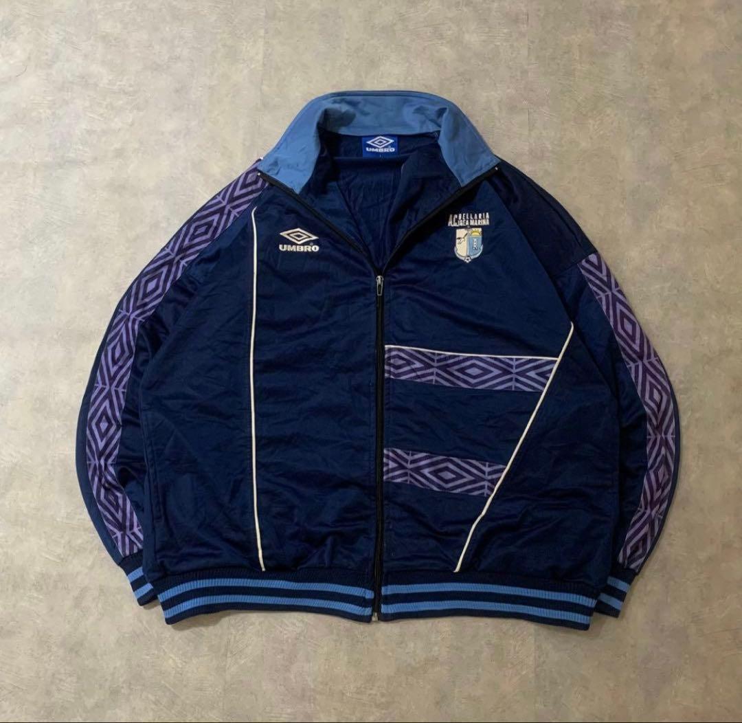 古着UMBROトラックジャケット企業テープロゴネイビージャージ