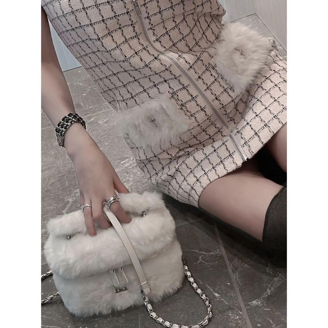 新品タグ付き ダーリッチ フロントファスナーツイードミニワンピース ピンク