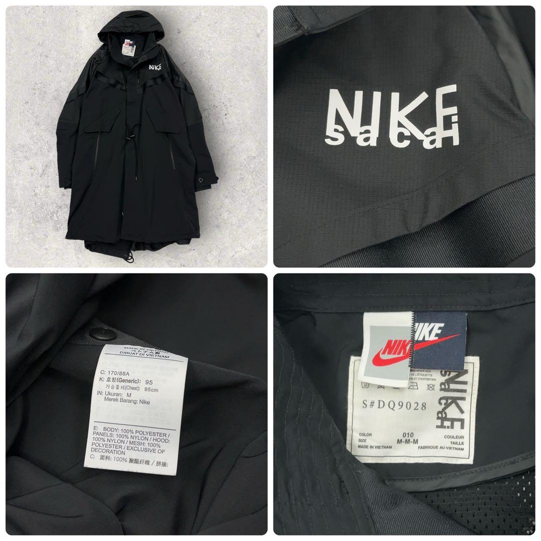 11502【美品・限定コラボ】ナイキ×サカイ☆黒モッズコート　ロングコート