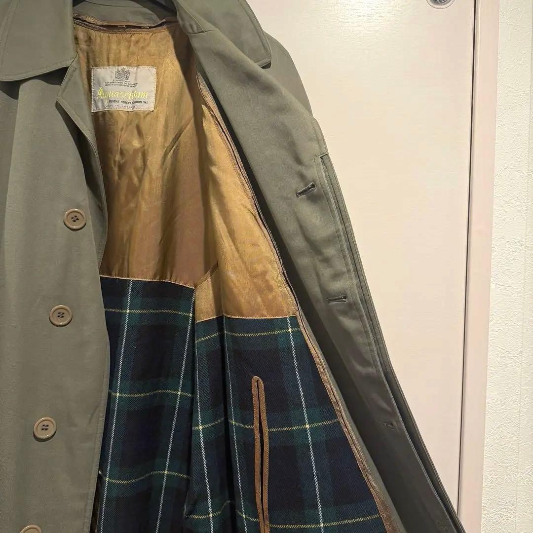 極美品‼️アクアスキュータム ステンカラーコート チェックライナー付 英国 玉虫色