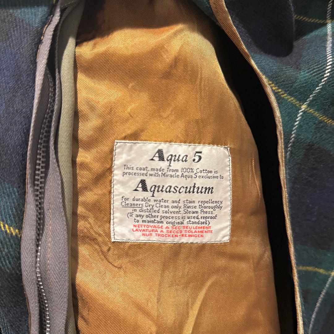 極美品‼️アクアスキュータム ステンカラーコート チェックライナー付 英国 玉虫色