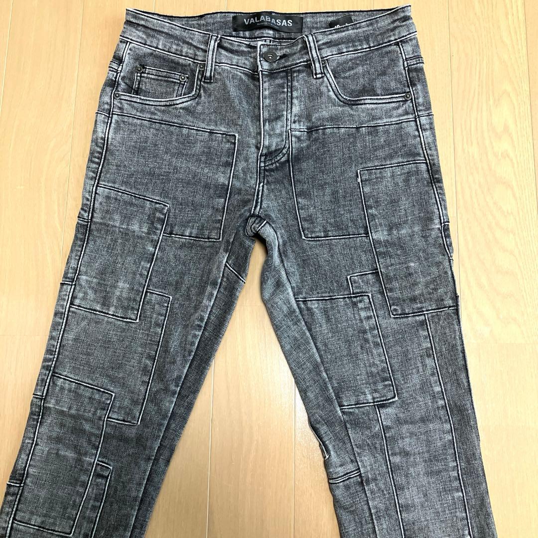 専用出品 VALABASAS バラバサス パッチワークスキニーデニム 黒 30