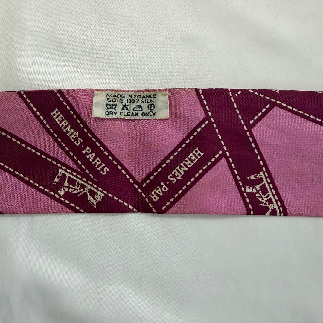 エルメス　ツイリー　 ボルデュック　リボン　ピンク