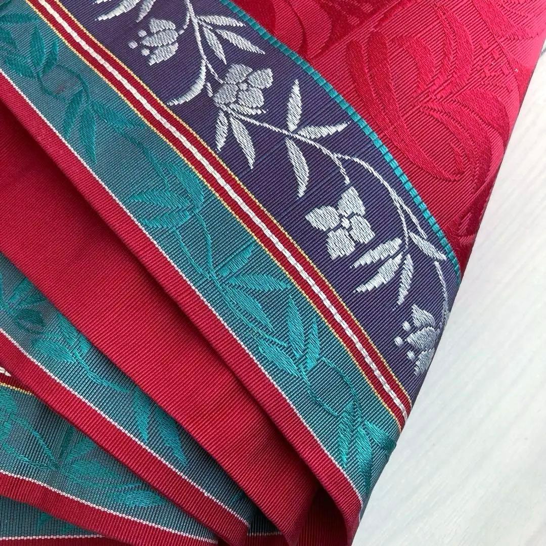 本場筑前博多織　半幅帯　花唐草模様の織り出No.77-22