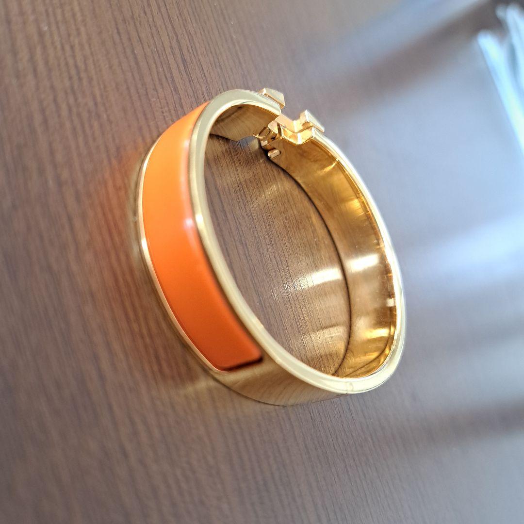 美品　破格　エルメス クリッククラック バングル ゴールド オレンジ