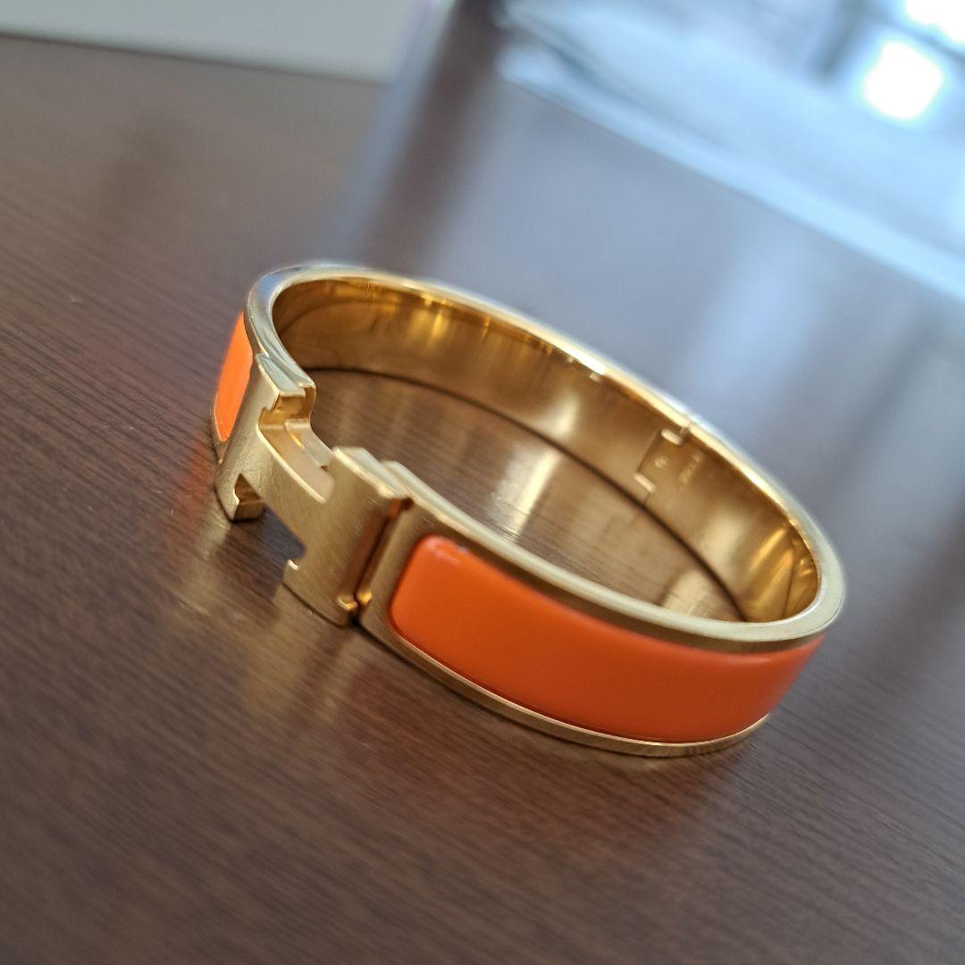 美品　破格　エルメス クリッククラック バングル ゴールド オレンジ