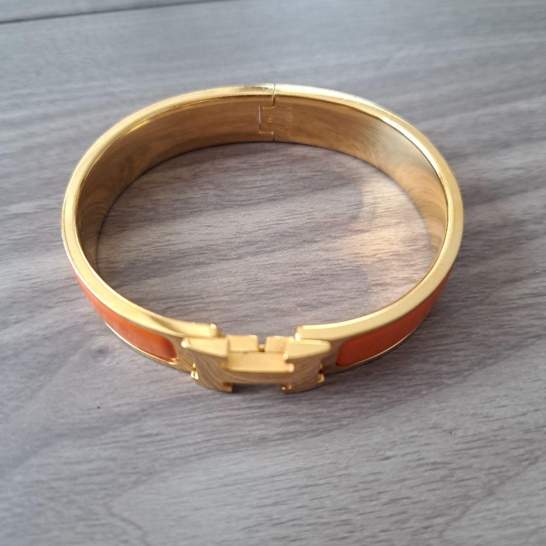 美品　破格　エルメス クリッククラック バングル ゴールド オレンジ