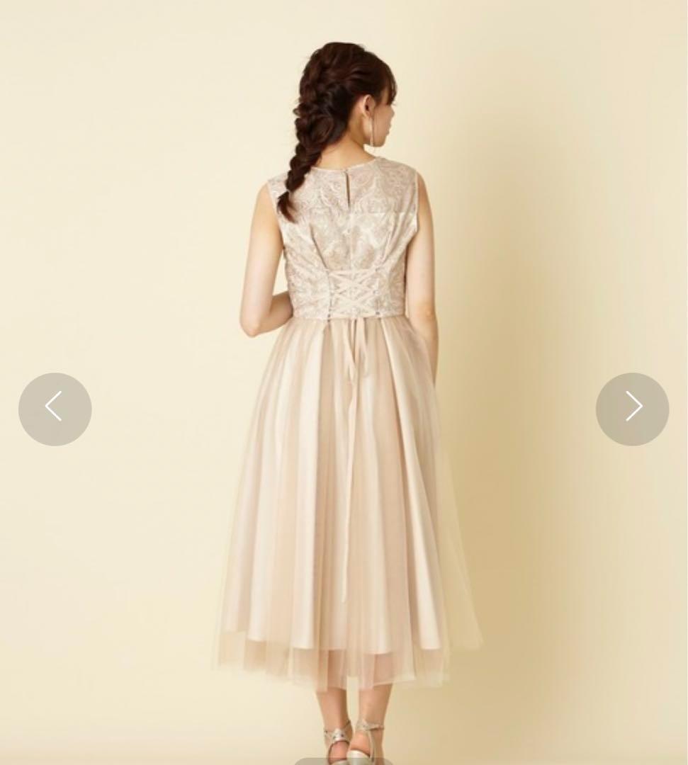 新品】AIMER エメ オーナメント刺繍レースドレス ピンクベージュM