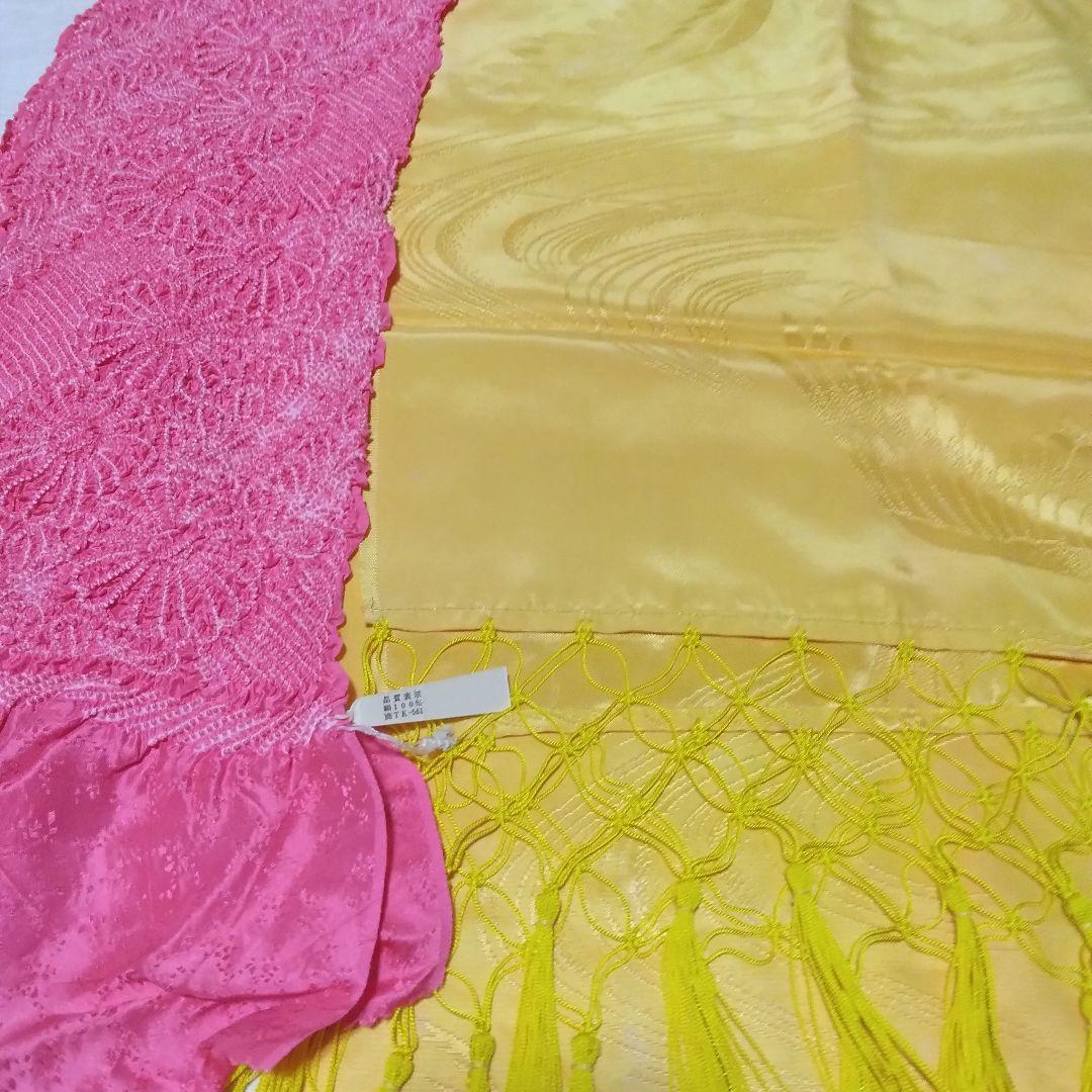 正絹綸子☆仕付け付未使用☆金彩と古典柄が上品な7歳七五三～十三参り向けお誂え祝着