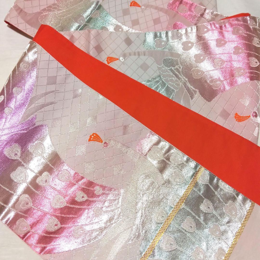 正絹綸子☆仕付け付未使用☆金彩と古典柄が上品な7歳七五三～十三参り向けお誂え祝着