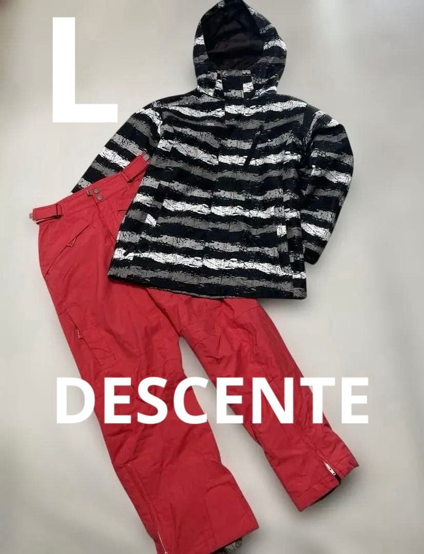 一回使用　デサント　スノーボードウェア（女性用）黒白ストライプ