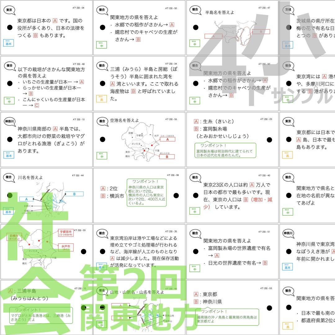 中学受験 暗記カード【4年下 理社国6-9回】 予習シリーズ 組み分け対策
