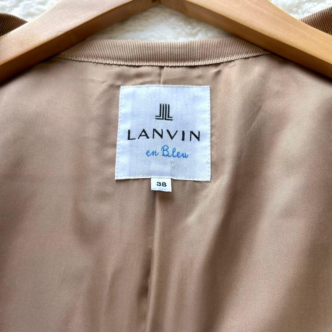 ランバンオンブルー　モヘア　アルパカ　ツイード　ノーカラーコート　ヘリンボーン