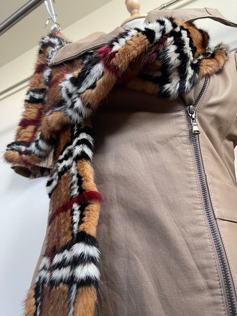 ⭐︎ ミンク　× チェック　新古　⭐︎ショール　　先端ラッフル系