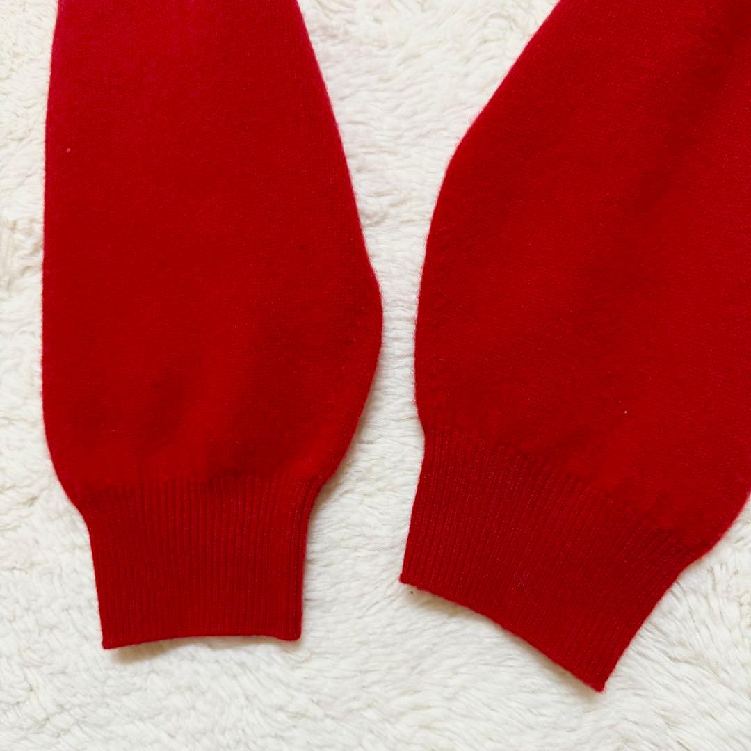 DANTON ウール クルーネックニット セーター 40 赤 ロゴワッペン