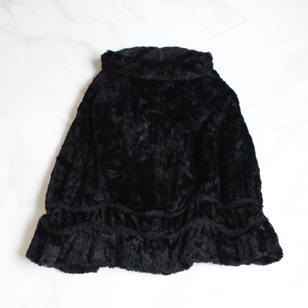LIMI feu ファーポンチョコート Sサイズ ブラック パイル ダブルボタン