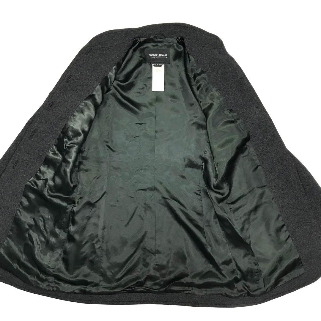 ジョルジオアルマーニ ステンカラーコート ブラック M ノーカラー イタリア製