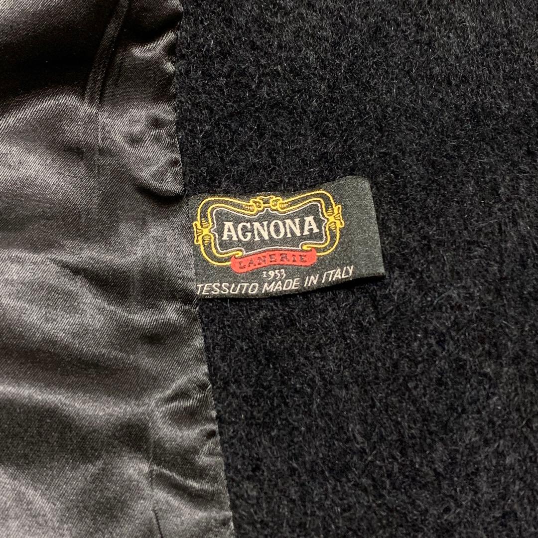 美品✨ イエーガー ウールコート アルパカ混 女優襟 ブラック ロング丈 12