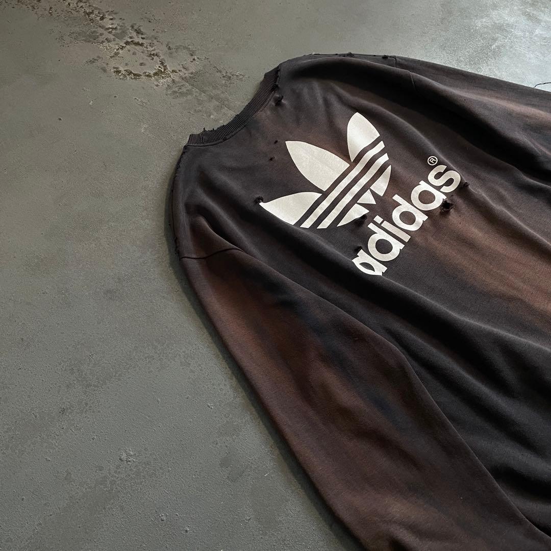 90's adidas “デサント”短丈“両面”フェード boro sweat