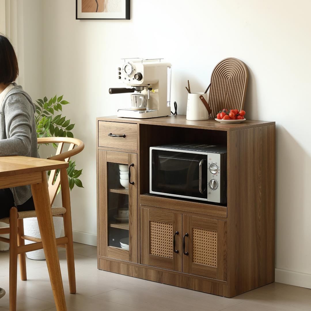 キッチンカウンター 食器棚 キャビネット レンジ台 キッチン 収納 幅88cm