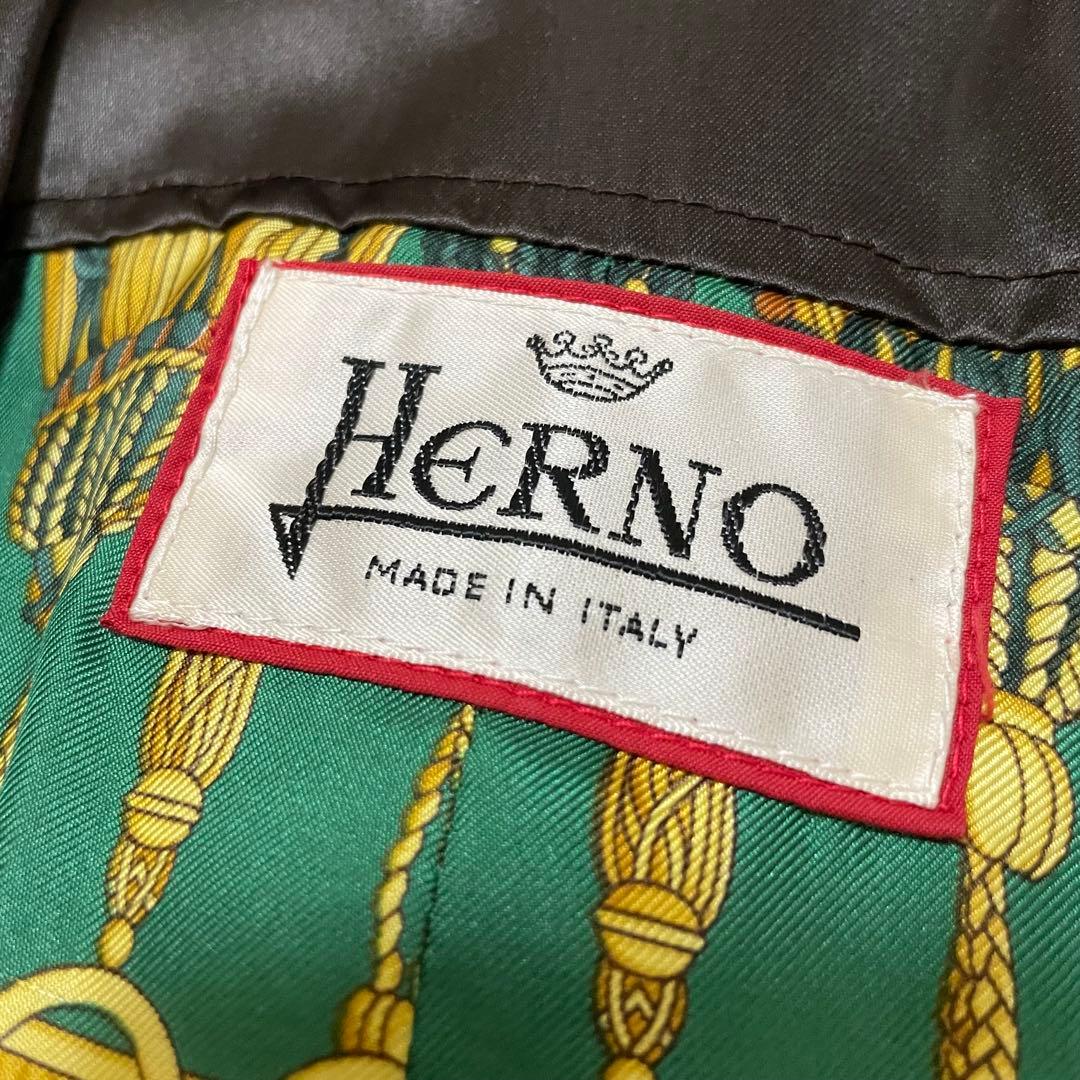 42/XL相当 ヘルノ カシミヤコート キャメルブラウン 裏地スカーフ柄