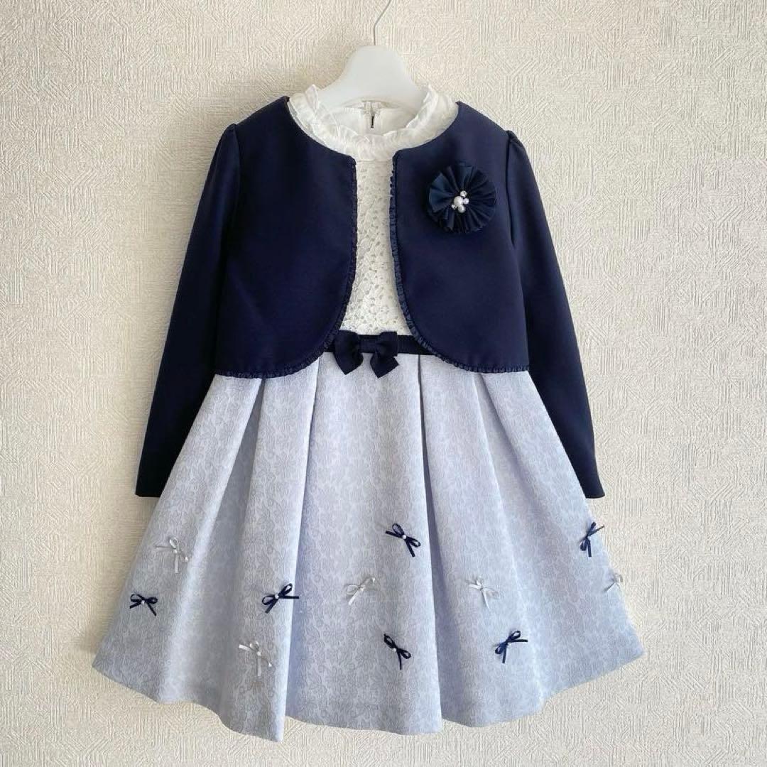 大人気！清楚ネイビー×リボン120 入学 卒園 ⋈女の子 フォーマル ランドセル