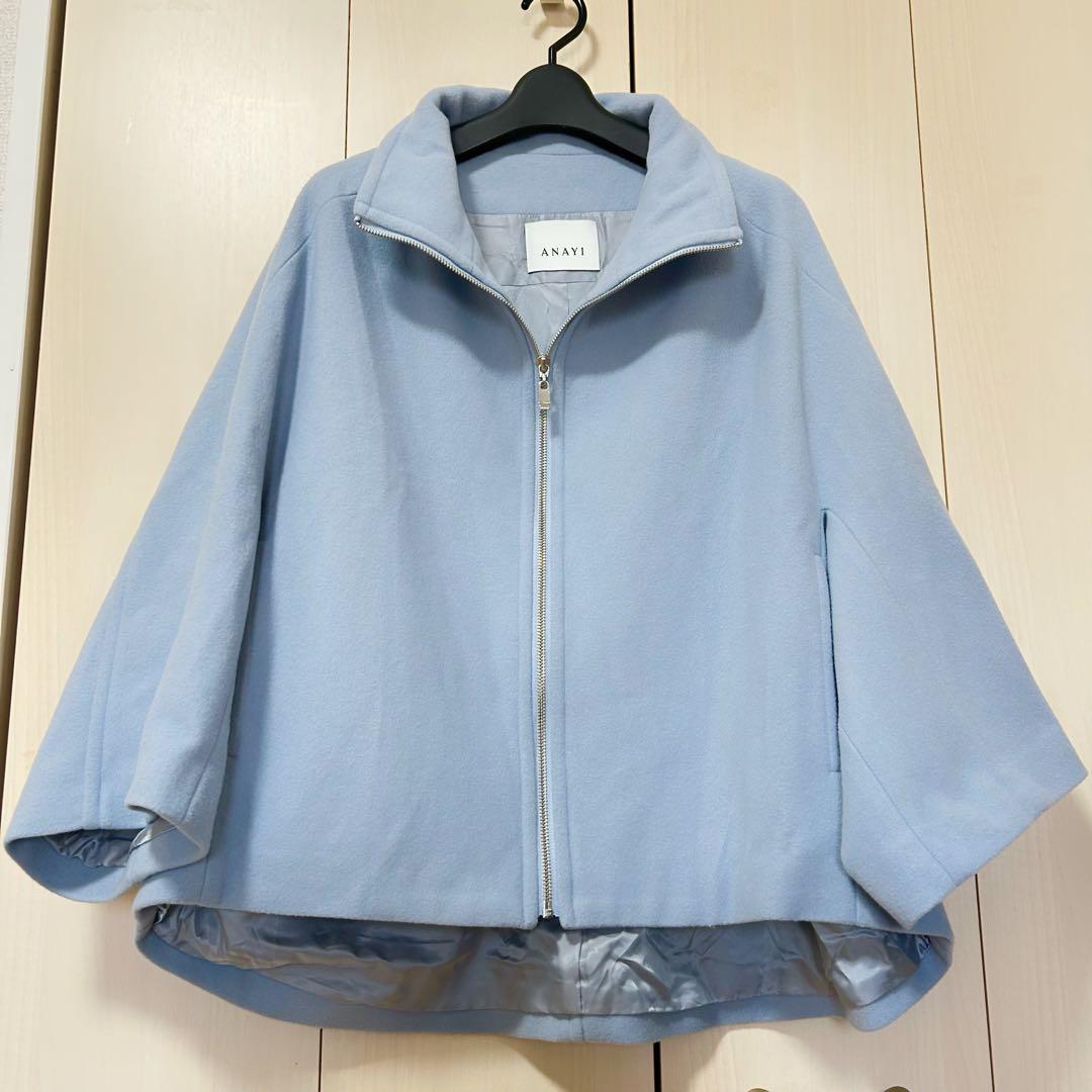 21AW♡ANAYI アナイ ラムウールケープコート 36 ショートコート