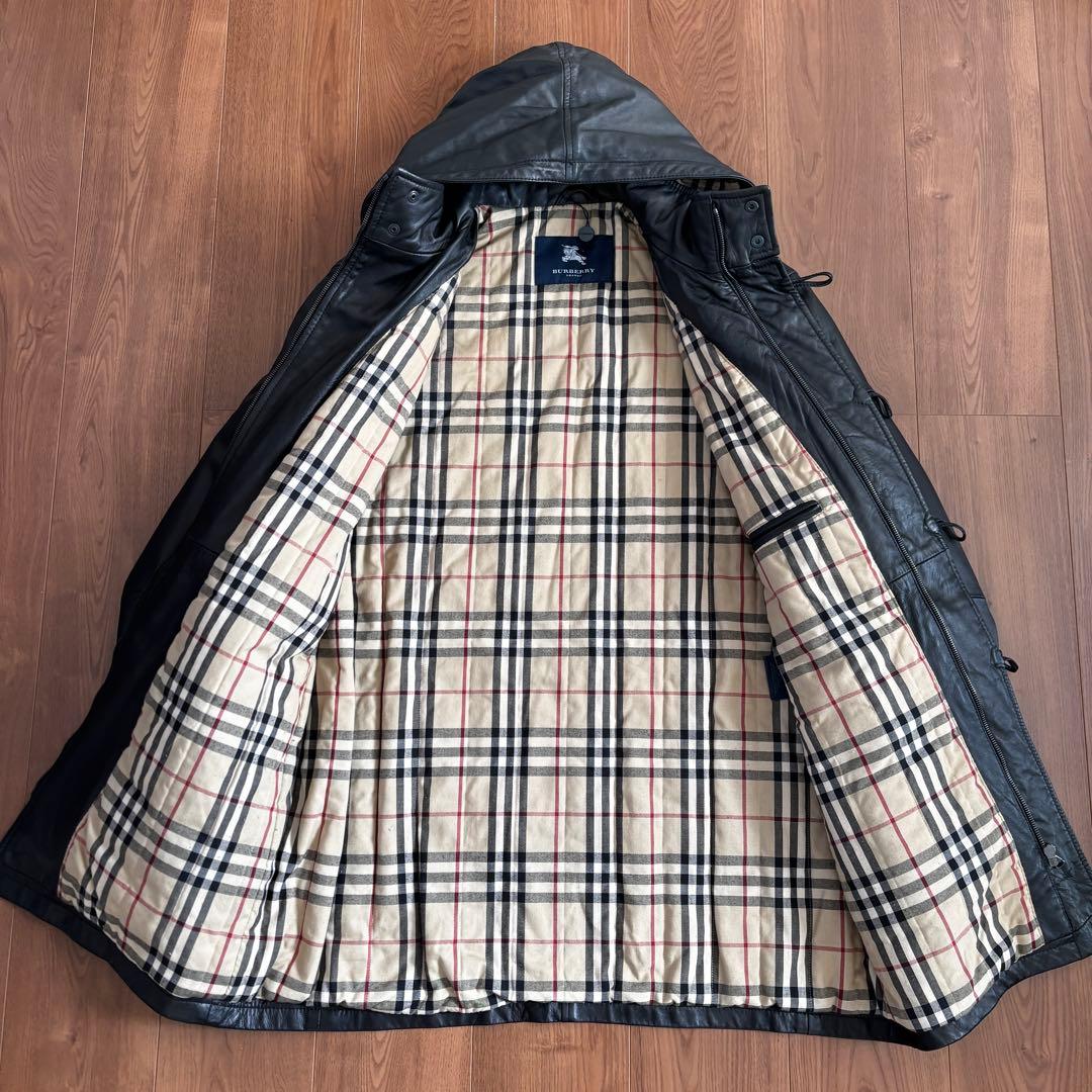 美品 BURBERRY LONDON イタリア製 レザー ダッフルコー