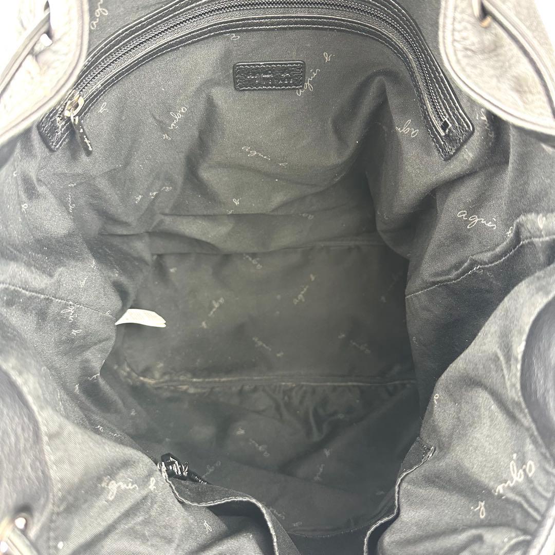 【専用】アニエスベー バッグ リュック バックパック レザー 黒 ロゴ型押し