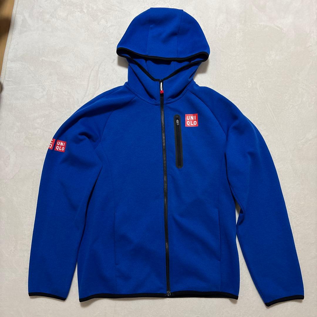 ユニクロ UNIQLO 錦織圭 パーカー スウェット ロゴ ブルー M - メルカリ