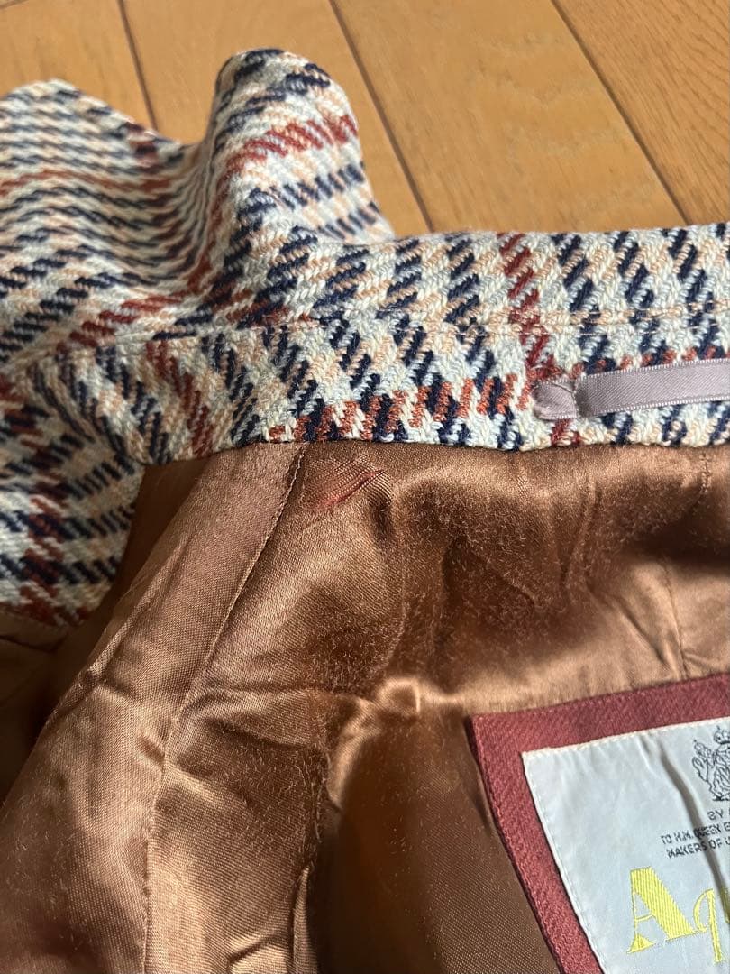 アクアスキュータム チェック ツイード ツィード コート ジャケット ウール