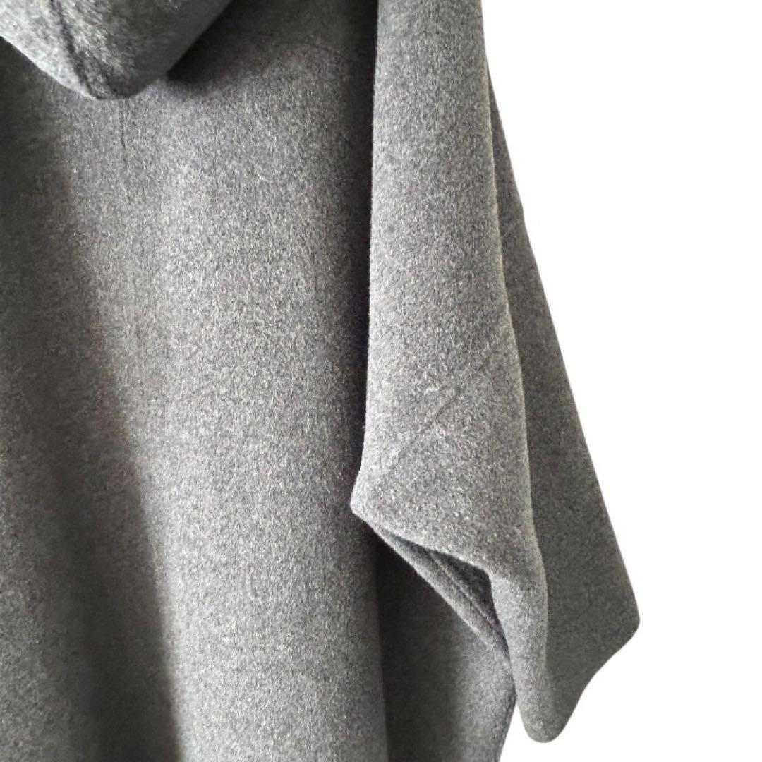 25AW♡【ルシェルブルー】フード付き ダブルフェイスロングコート グレー 36