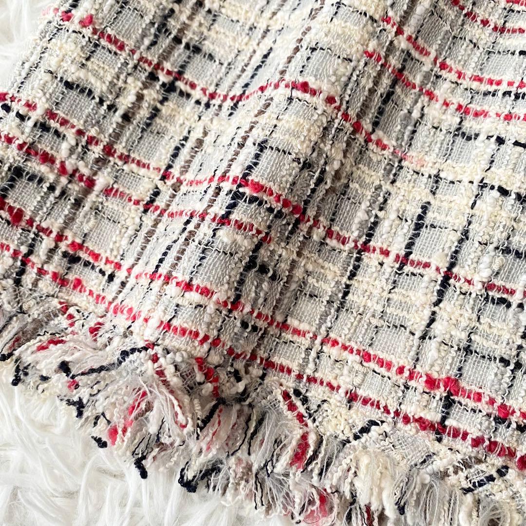 稀少◆極美品*Rene TISSUE社製 高級ツイードコート ロング コサージュ