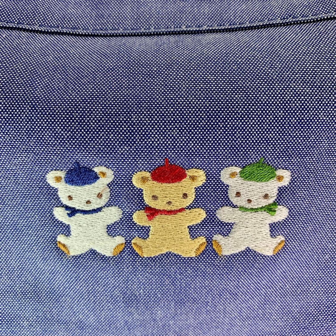 ファミリア familiar おむつポーチ デニム生地 クマちゃん 刺繍