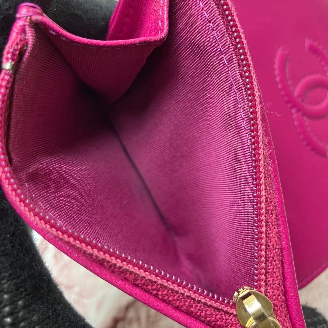美品✨シャネル ココマーク 三つ折り財布 エンボス ステッチ レザー 正規品