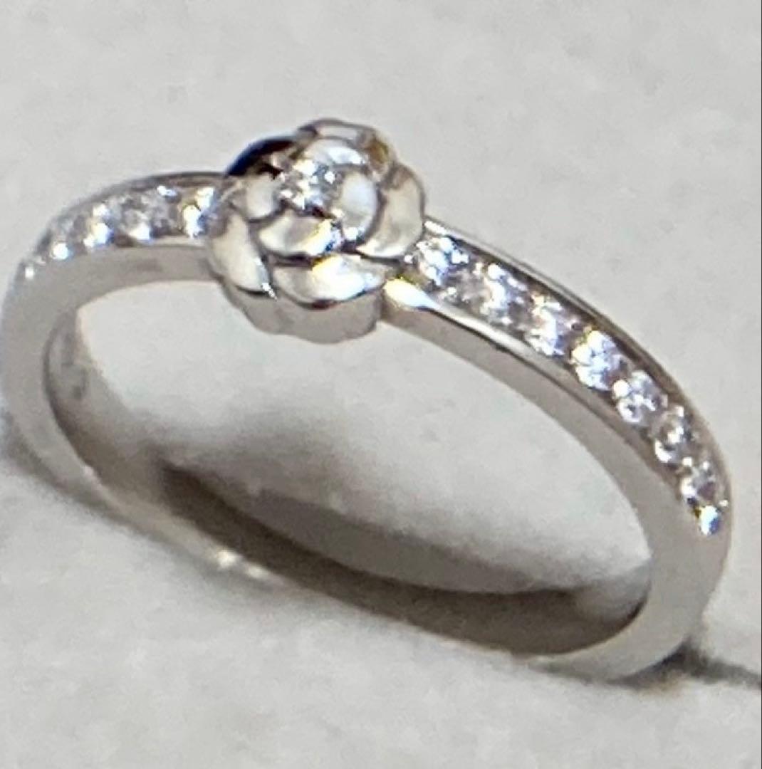 2日に取消CHANEL カメリアプラチナ950 ハーフダイヤリング#48シャネル