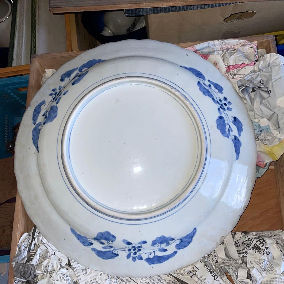 古伊万里 大皿 額皿 馬 飾皿 色絵 金彩 46cm 共箱入 大皿 陶磁器