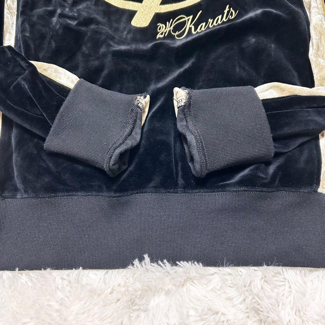 24karats ブラック × ゴールド 最強に映えるベロアセットアップ XL