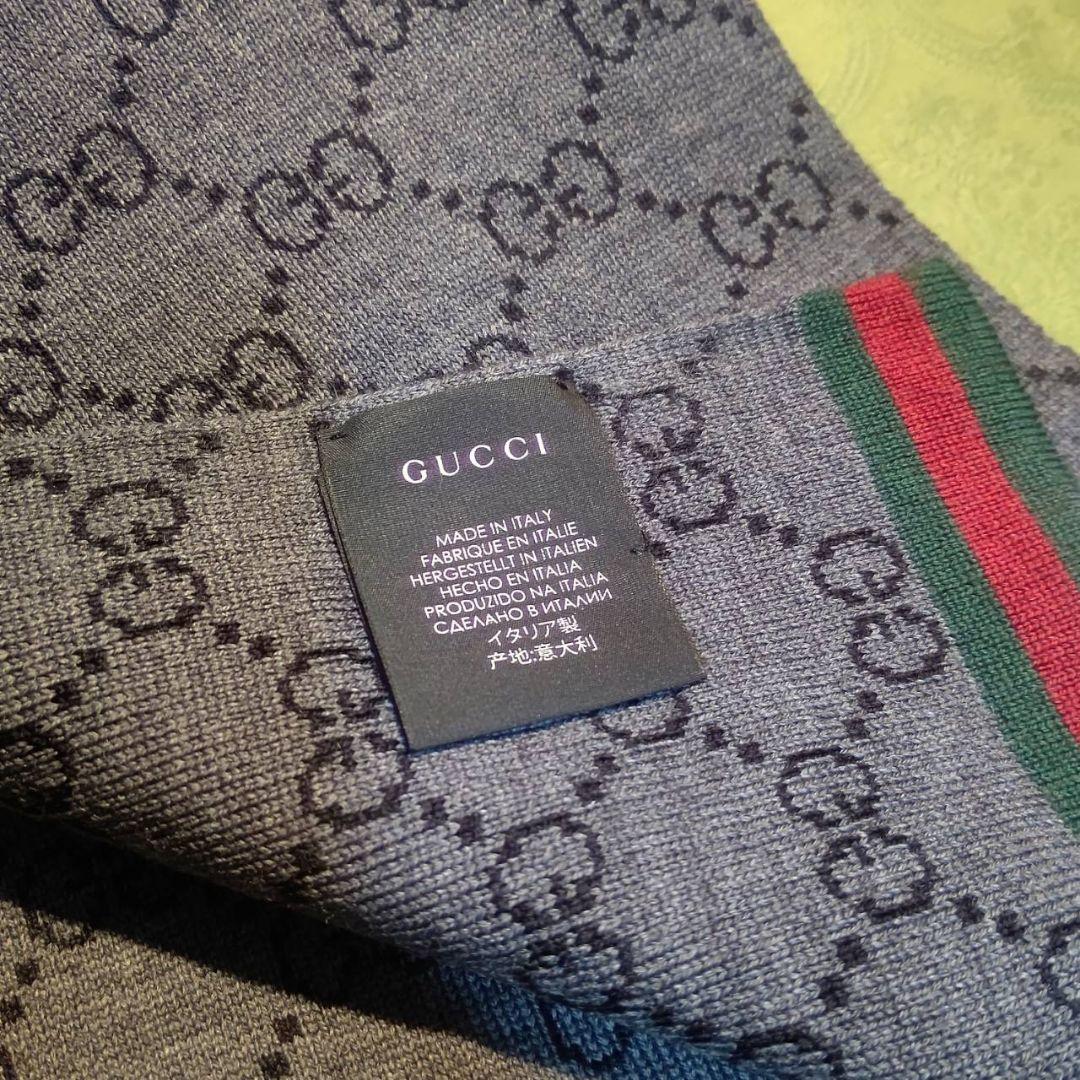 ❤新品箱袋付き❤GUCCI マフラー ストール ショール スカーフ❤黒&グレー❤