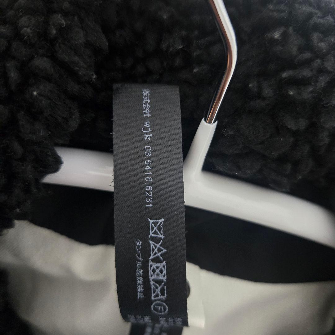 【美品】wjkボア襟ブラックモッズコート　WJKコート　ボアブルゾン　Lサイズ