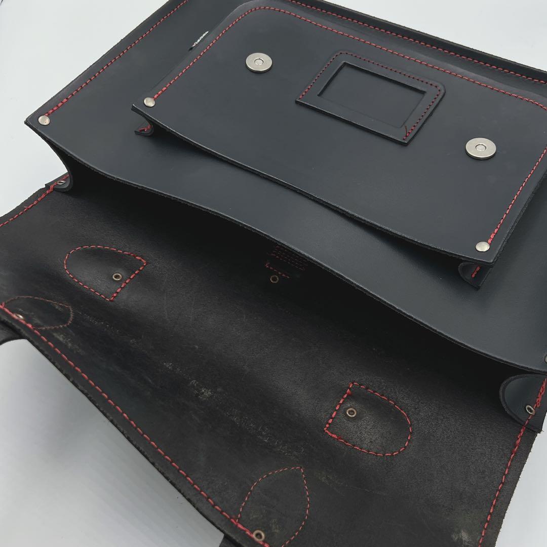 Zatchels ハンドバッグ リュック A4 本革 赤ステッチ ネイビー