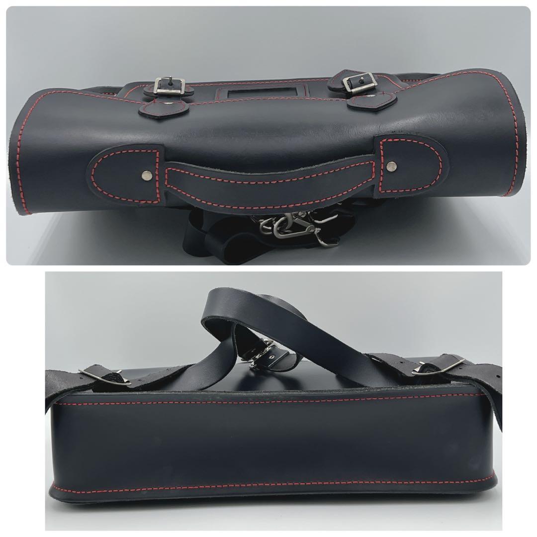 Zatchels ハンドバッグ リュック A4 本革 赤ステッチ ネイビー