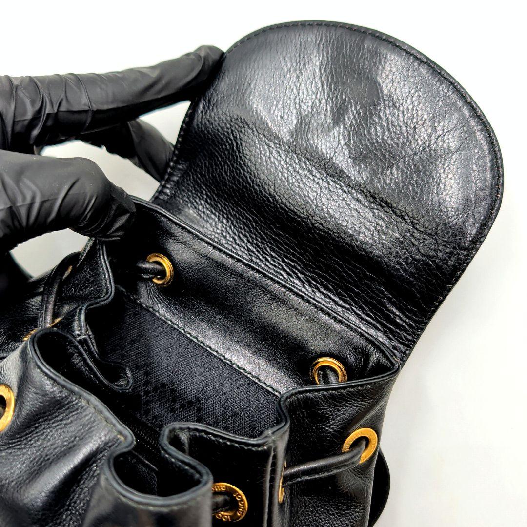 GUCCI オールドグッチ リュック バンブーハンドル オールレザー ブラック