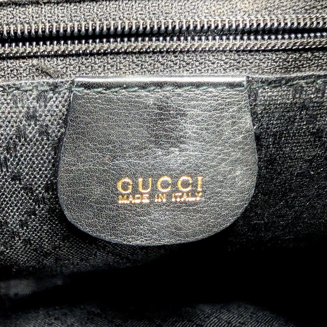 GUCCI オールドグッチ リュック バンブーハンドル オールレザー ブラック