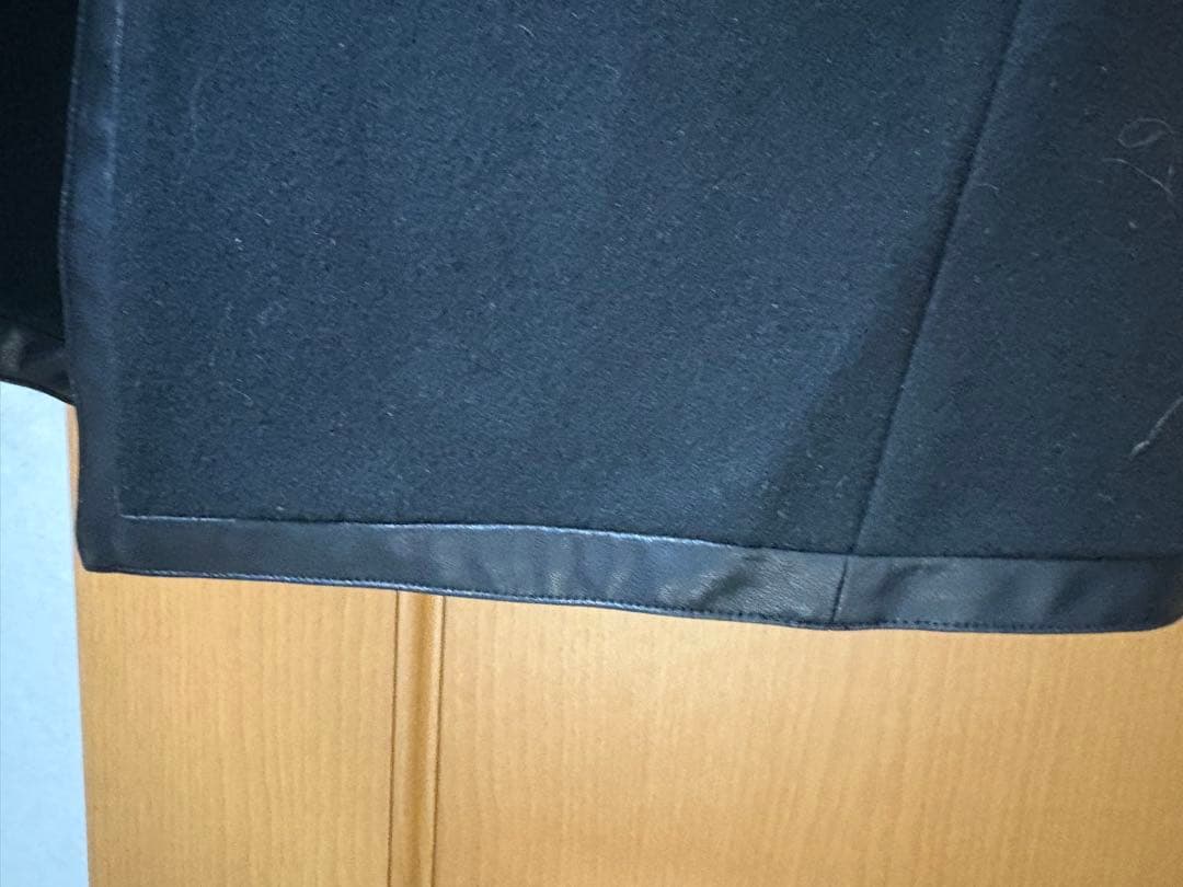 【極美品】フード付きパイピングフーデッドロングラップコートweb完売商品