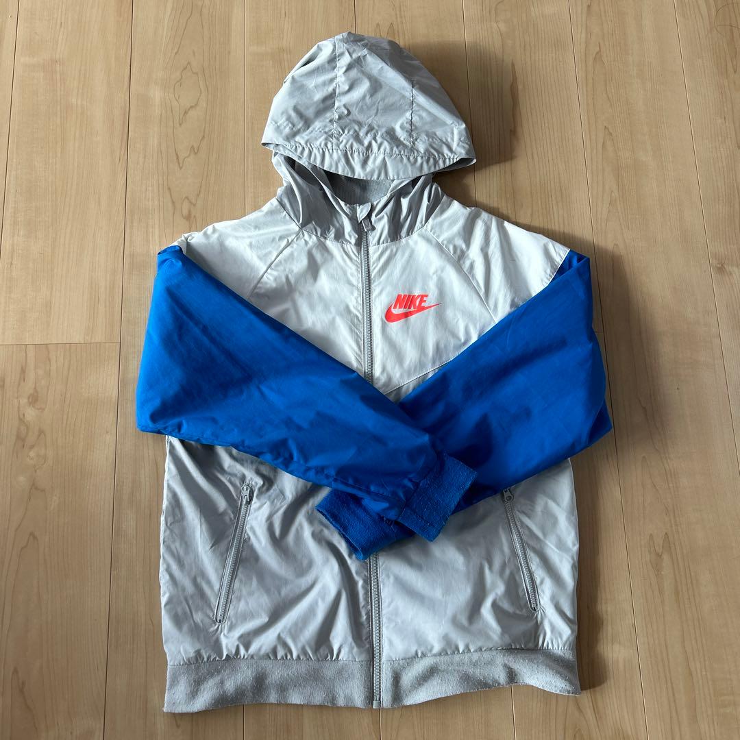 NIKE フード付きウィンドブレーカー グレー/青150-160㌢ - メルカリ