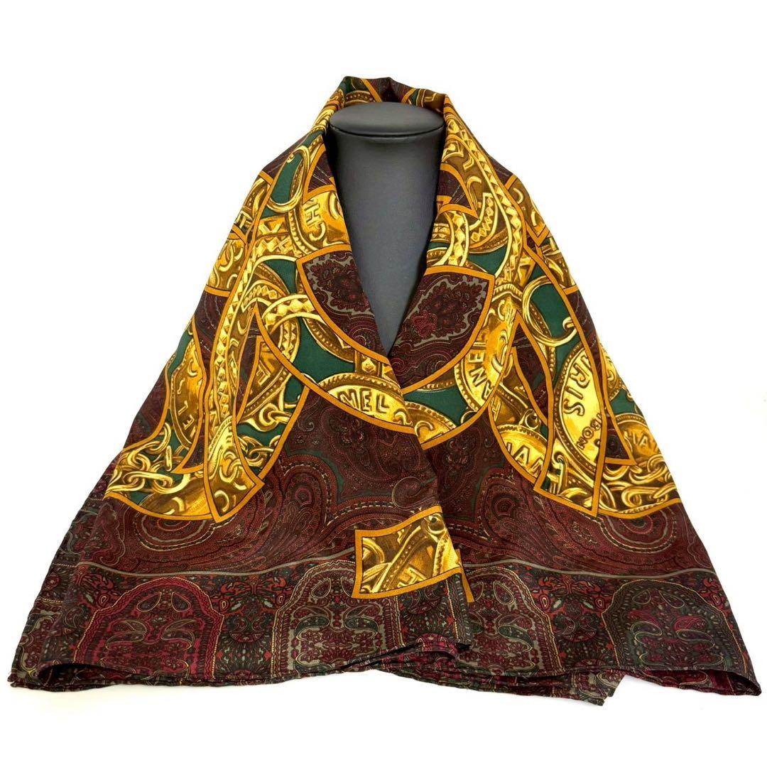 シャネル ヴィンテージ スカーフ シルク 総柄 ペイズリー柄 レディース