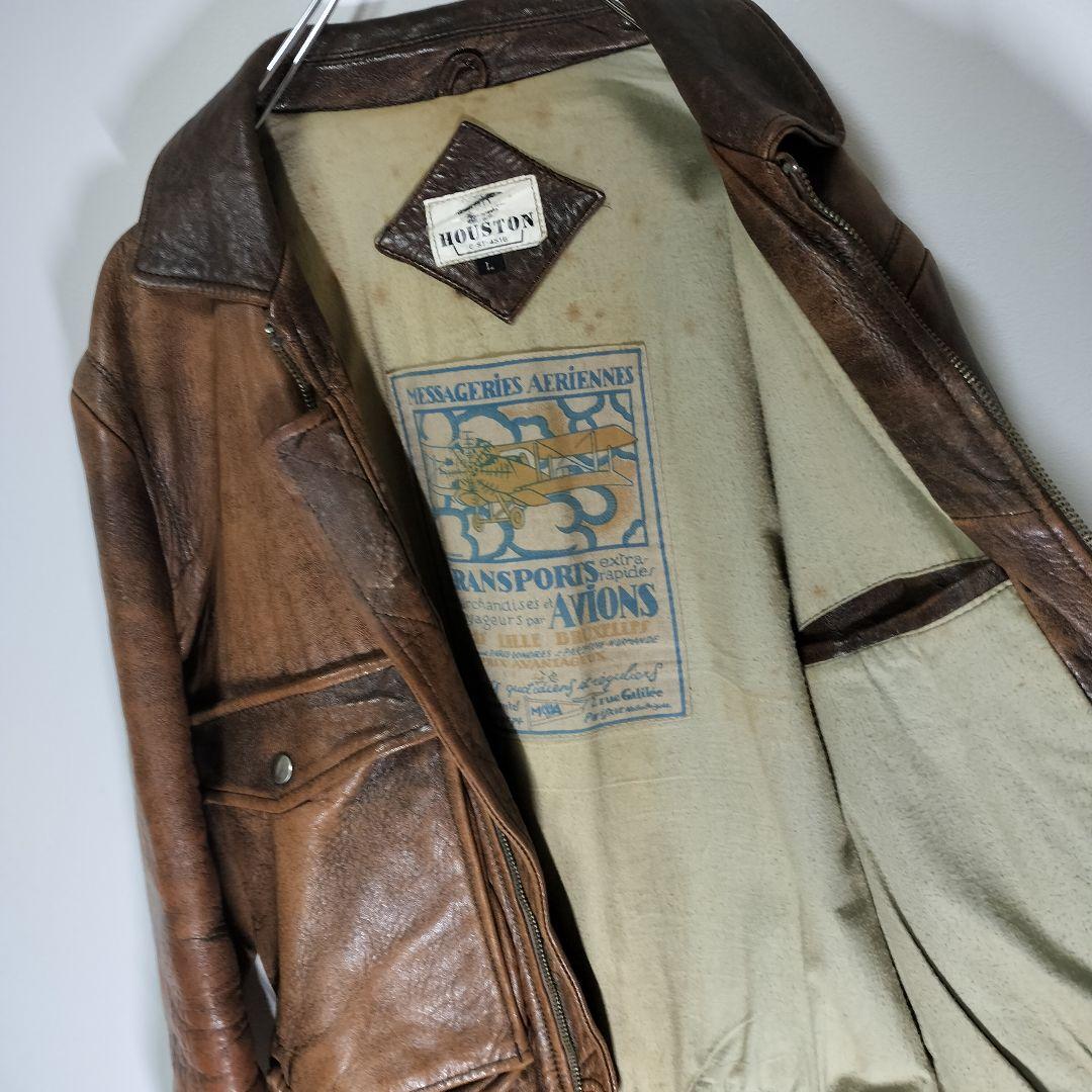 Houston ヒューストン ヴィンテージ フェード ラムレザー ジャケット L