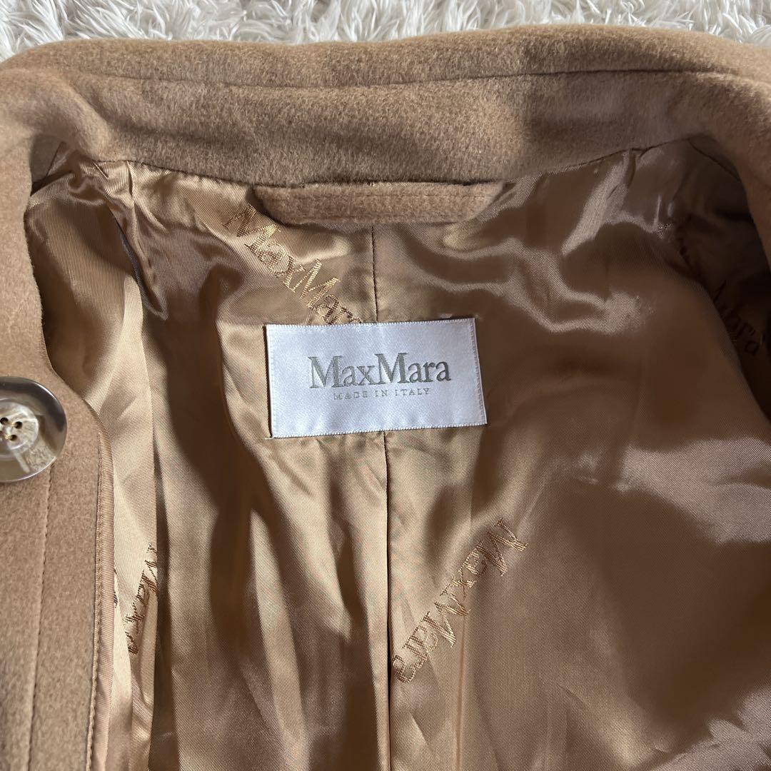 【MaxMara】ロングコート ステンカラーコート　カシミヤ混　キャメル